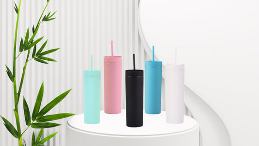 Pack of 2 Long Tumbler with Same Lid and Straw,500ml - Pastel Skinny Tumblers, Unique return  gift