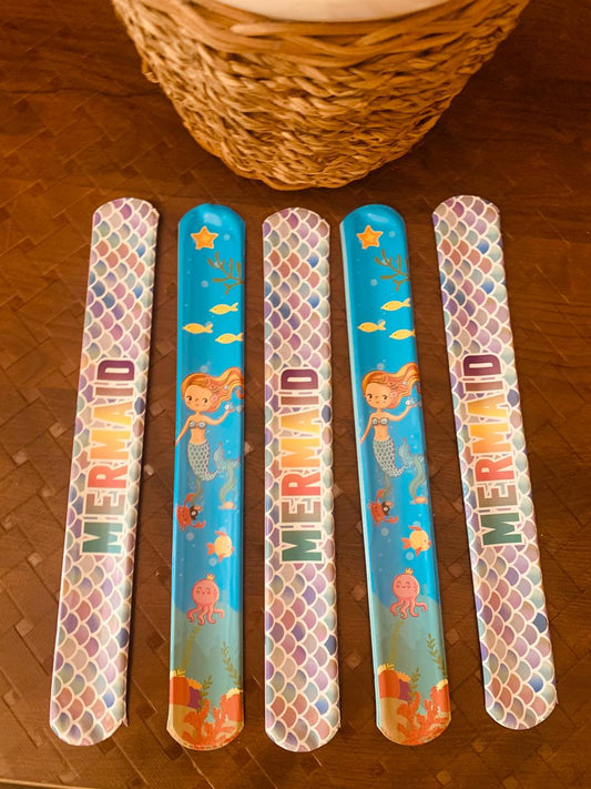 Pack of 5 Mermaid Slap Band Snap Band Kids Bracelet Wristbands