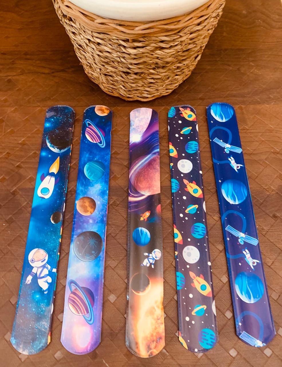 Pack of 5 Space theme Slap Band Snap Band Kids Bracelet Wristbands