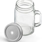 Pack of 2 Mason Jar - Glass Jars with Handles and 2 lid 1 with Straw and 1 Without Straw Screw Top