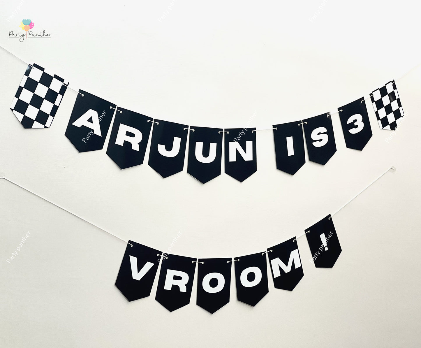 Personalised Car Birthday Theme, Two Fast, Racing / Vroom Theme Banner - Personalised with any text or Number Custom Banner