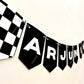 Personalised Car Birthday Theme, Two Fast, Racing / Vroom Theme Banner - Personalised with any text or Number Custom Banner