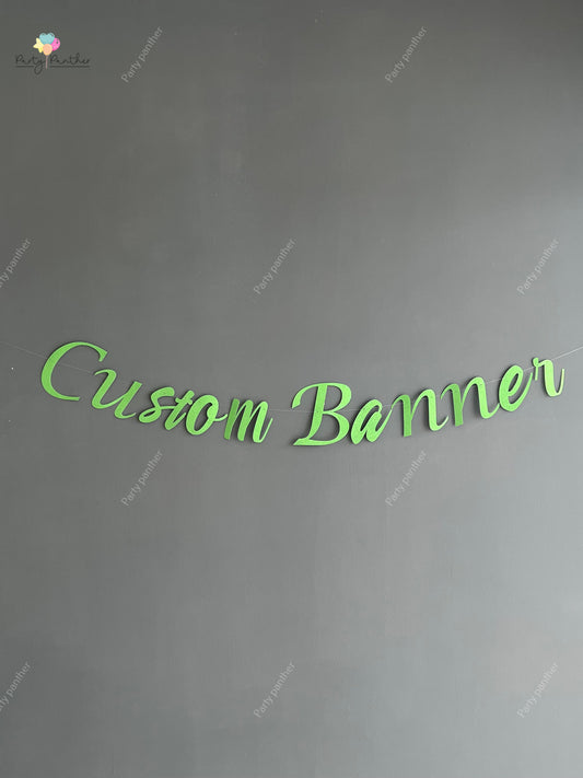 Customised Cursive Glitter Green Banner - Personalized Handmade party decorations for all occasions