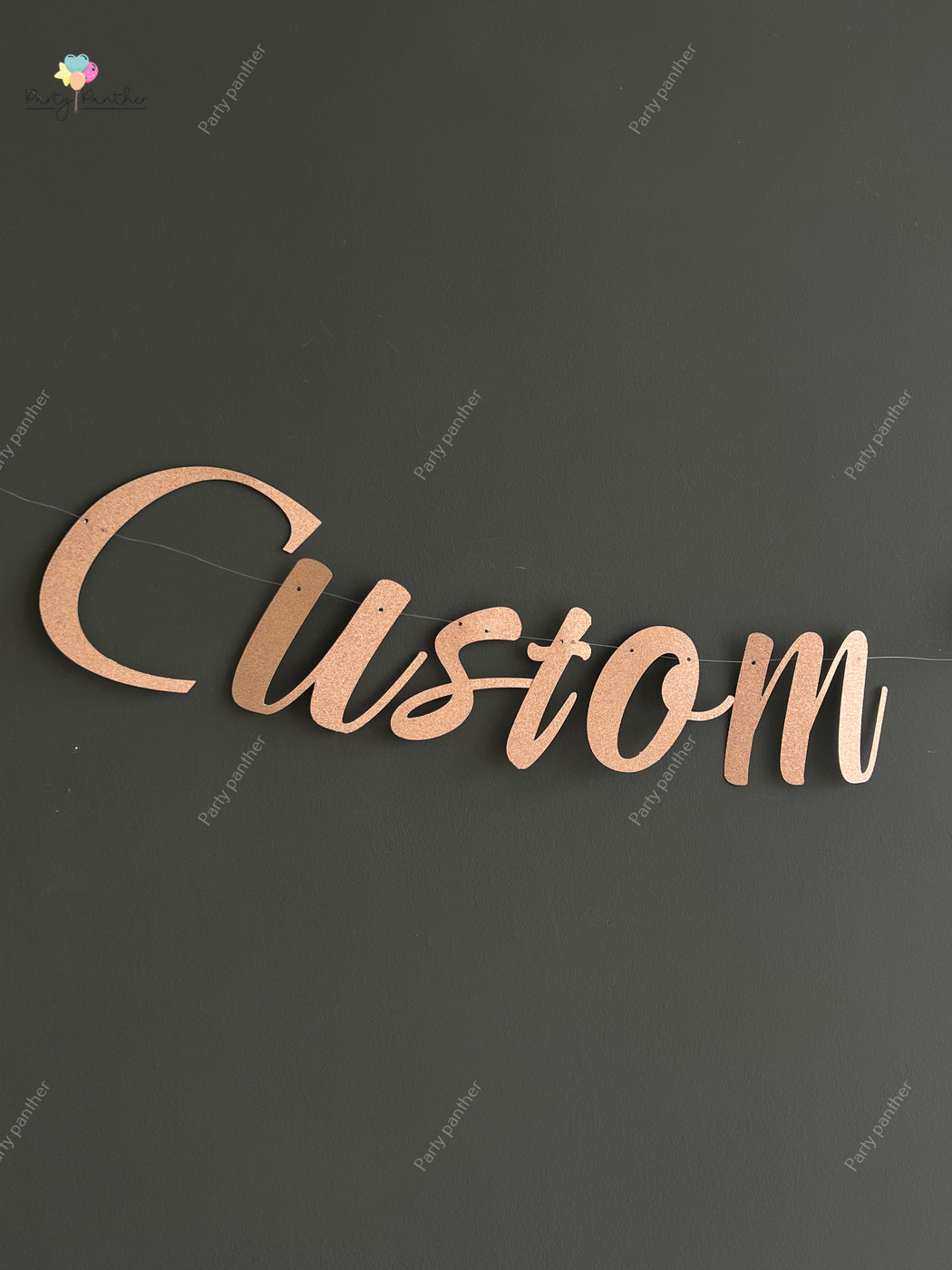 Customised Cursive Glitter Rose Gold Banner - Personalized Handmade party decorations for all occasions