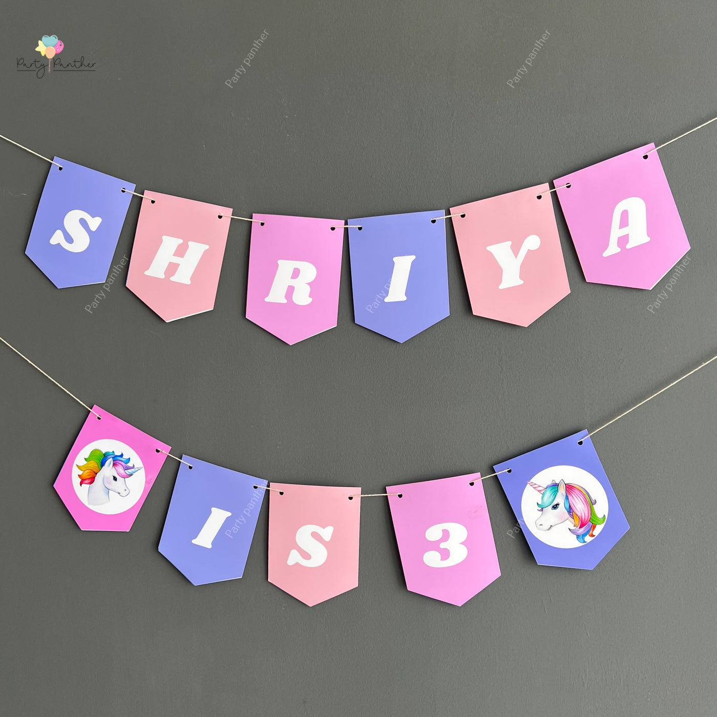 Personalised Unicorn theme birthday banner - Personalised with any text or Number Custom Banner